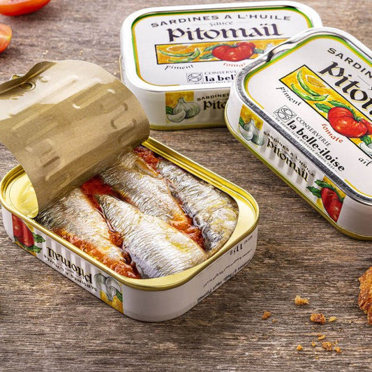 Sardines Ă lâhuile et sauce PitomaĂŻl â La Belle - Ăloise â 115 g â Produit français | Le Cornichon