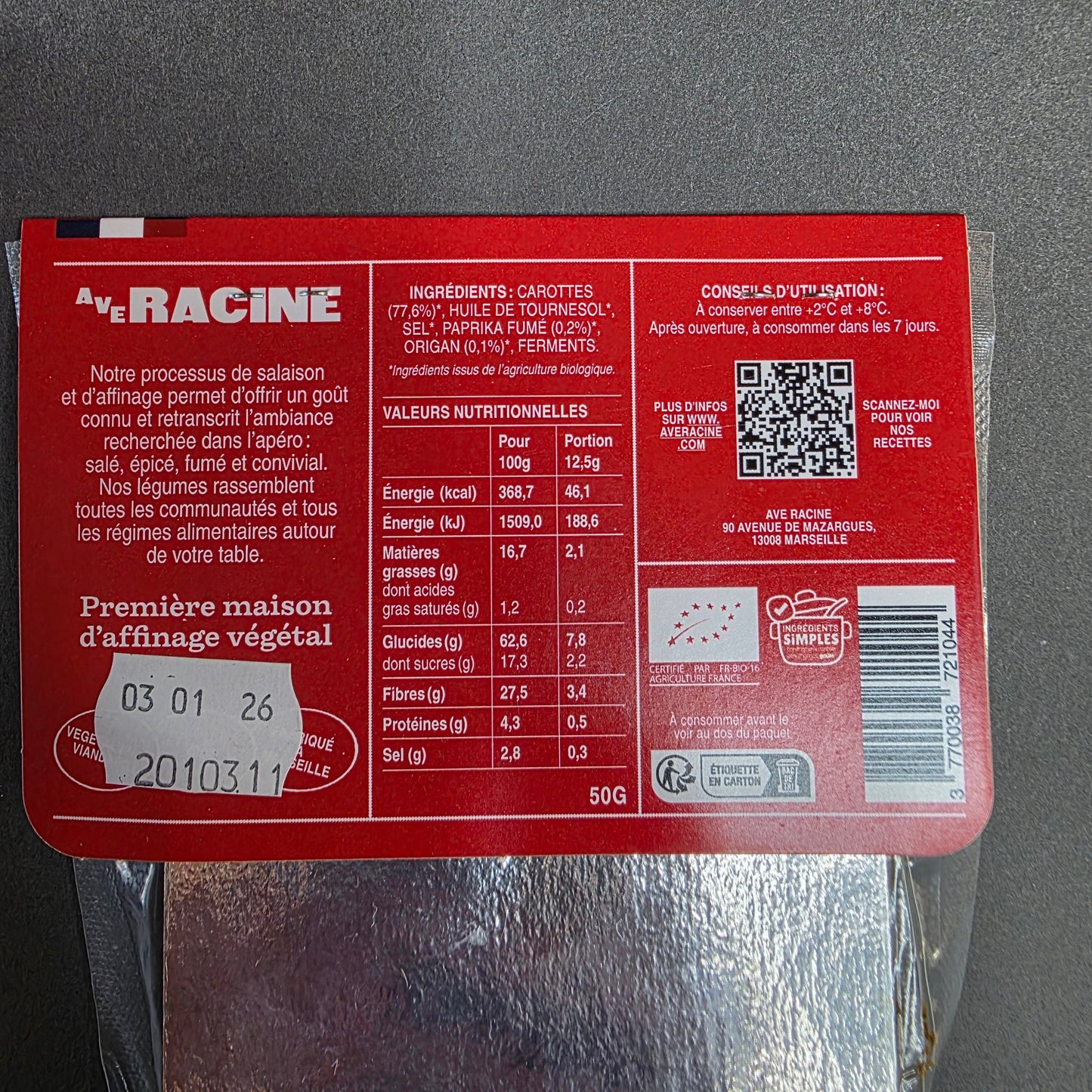 Carotte affinée bio au paprika & à l’origan - Ave Racine | Le Cornichon – Produit français | Le Cornichon