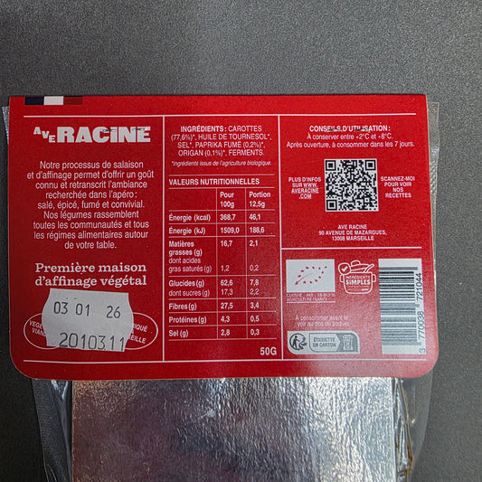 Carotte affinée bio au paprika & à l’origan - Ave Racine | Le Cornichon – Produit français | Le Cornichon