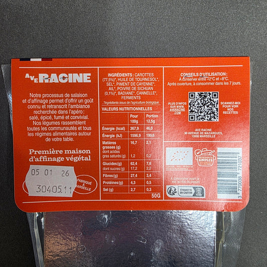 Carotte affinée bio Spicy Sichuan - Ave Racine | Le Cornichon – Produit français | Le Cornichon
