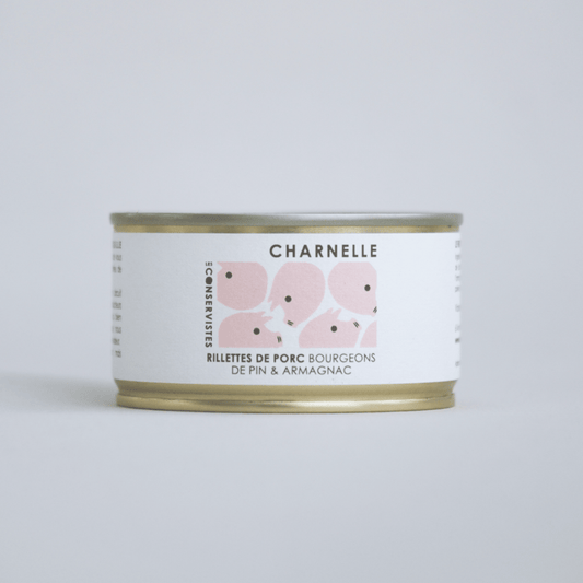 CHARNELLE – Rillettes de porc aux bourgeons de pin & Armagnac – Les Conservistes – 130 g – Produit français | Le Cornichon