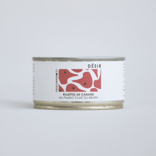 DÉSIR – Rillettes de canard au piment fumé – Les Conservistes – 130 g – Produit français | Le Cornichon