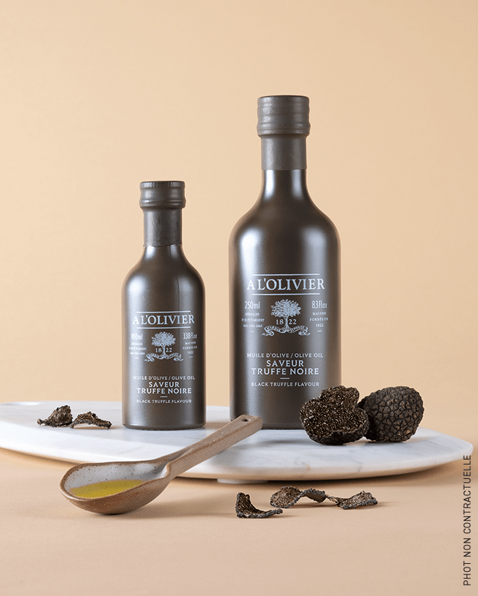 Huile d'Olive Vierge Extra à la Truffe Noire – Maison A l'Olivier (250 ml) – Produit français | Le Cornichon
