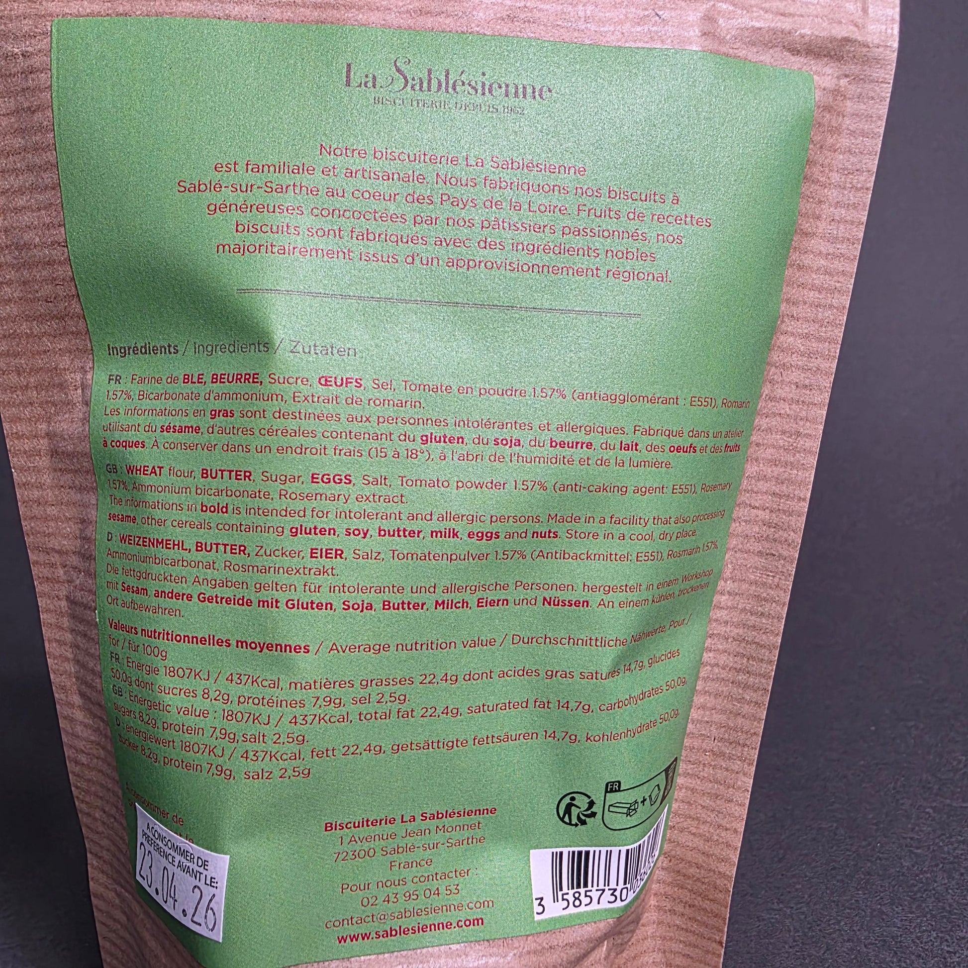 Sablés Salés Tomate & Romarin – 105 g | Le Cornichon – Produit français | Le Cornichon