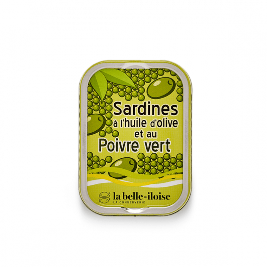 Sardines à l’huile d’olive et aux poivres verts – La Belle - Îloise – 115 g – Produit français | Le Cornichon