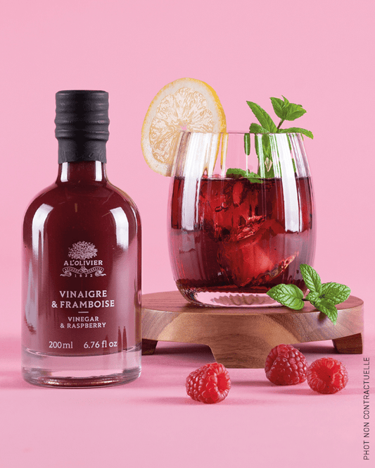 Vinaigre à la Pulpe de Framboise – Maison A l'Olivier (200 ml) – Produit français | Le Cornichon