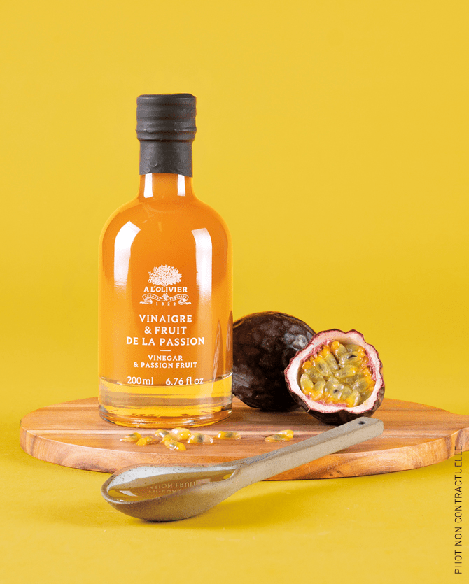 Vinaigre à la Pulpe de Fruit de la Passion – Maison A l'Olivier (200 ml) – Produit français | Le Cornichon